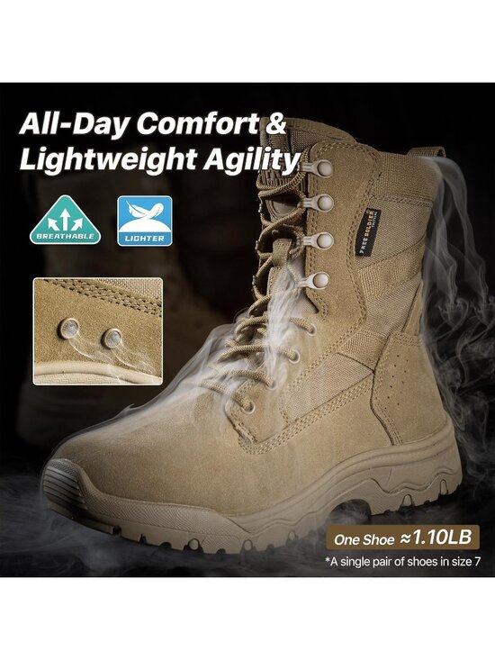 Men\'s Bright Tan Combat Boots Durable Suede Leather Military Boot Desert Boot main image 6